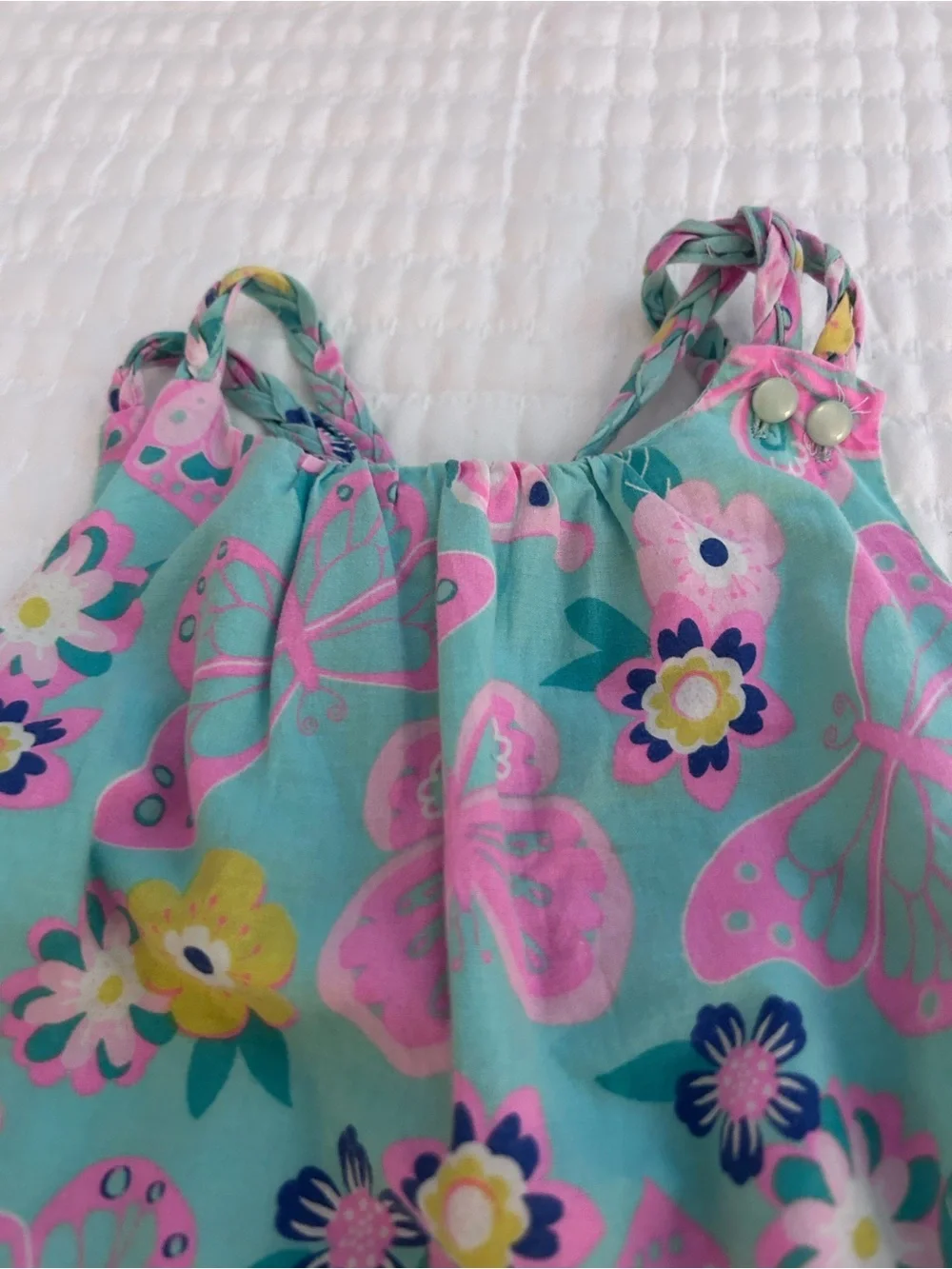 Sigrid Olsen Kids Aqua and Pink Floral Butterfly Dress. Size 6